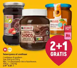 Delhaize Smeer pasta of confituur aanbieding