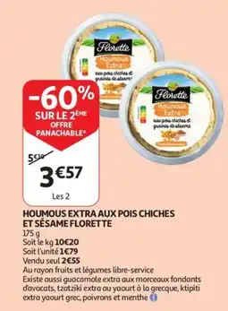 Auchan Houmous extra aux pois chiches et sésame florette aanbieding