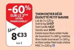 Auchan Thon entier déjà égoutté petit navire aanbieding