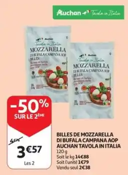 Auchan Billes de mozzarella di bufala campana aop aanbieding