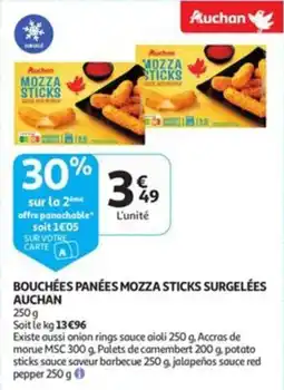 Auchan bouchées panées mozza sticks surgelées aanbieding