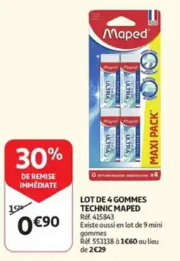 Auchan lot de 4 gommes technic maped aanbieding