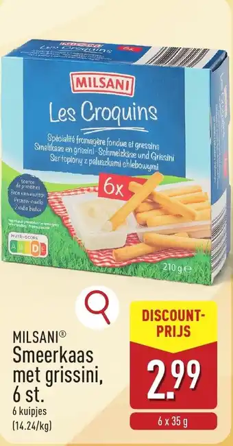 ALDI Milsani Smeerkaas met Grissini aanbieding