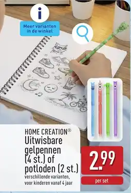 ALDI Home Creation Uitwisbare gelpennen [4 st.) of potloden (2 st.) aanbieding