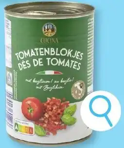 ALDI Tomatenblokjes met basilicum aanbieding