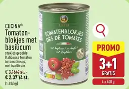 ALDI Cucina Tomatenblokjes met Basilicum aanbieding