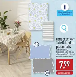 ALDI Home Creation Tafelkleed of Placemats aanbieding