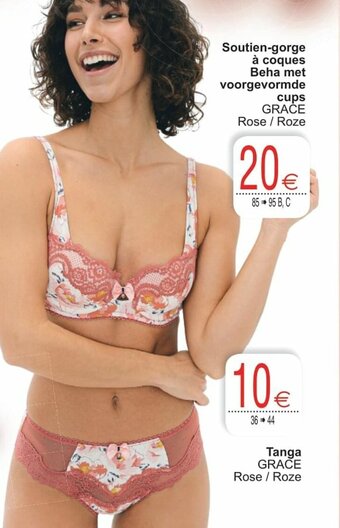 Cora Soutien-gorge a coques Beha met voorgevormde cups Rose/Roze aanbieding