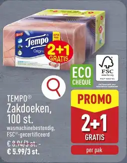 ALDI TEMPO Zakdoeken, 100 TEMPO® Zakdoeken, 100 st. wasmachinebestendig, FSC®-gecertificeerd aanbieding