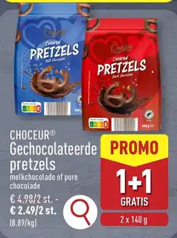 ALDI CHOCEUR Gechocolateerde PROMO pretzels aanbieding