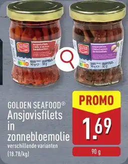ALDI GOLDEN SEAFOOD Ansjovisfilets in zonnebloemolie aanbieding