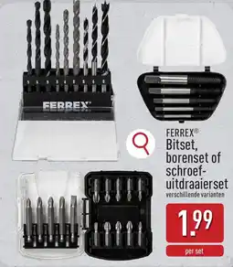 ALDI FERREX Bitset, borenset of schroef- uitdraaierset aanbieding