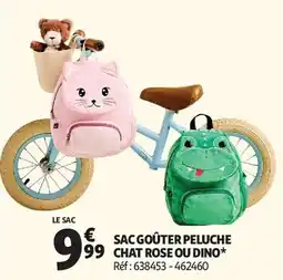 Auchan Sac goûter peluche chat rose ou dino aanbieding