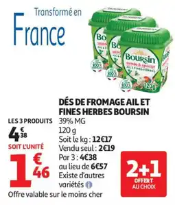 Auchan dés de fromage ail et fines herbes boursin aanbieding