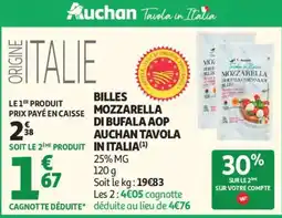 Auchan Billes mozzarella di bufala aop auchan tavola in italie aanbieding
