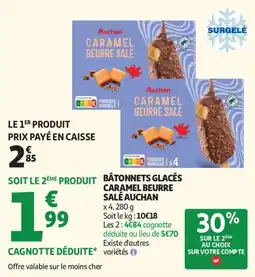 Auchan Bâtonnets glacés caramel beurre salé Auchan aanbieding