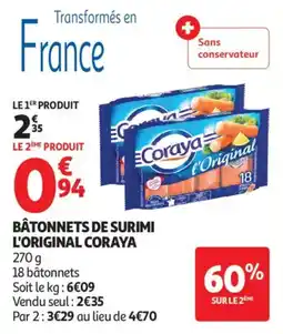 Auchan Bâtonnets de surimi l'original coraya aanbieding