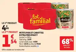 Auchan petits pois et carottes extra fins d'aucy aanbieding