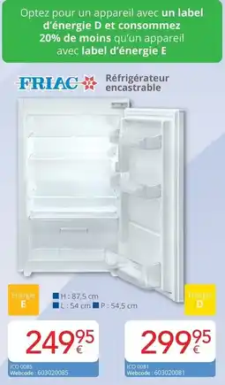 Eldi Réfrigérateur encastrable aanbieding