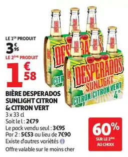Auchan Bière desperados sunlight citron & citron vert aanbieding