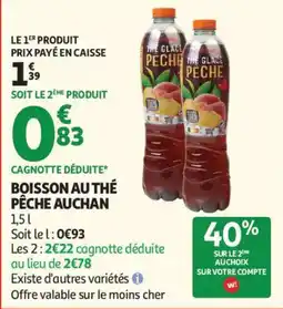 Auchan Boisson au thé pêche Auchan aanbieding