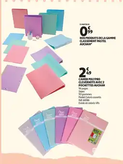 Auchan Cahier polypro clever note avec 2 pochettes auchan aanbieding