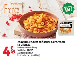 Auchan conchiglie sauce crèmeuse au poivron et chorizo aanbieding