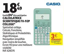 Auchan Calculatrice scientifique fx-92p college aanbieding