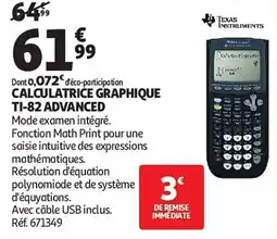 Auchan Calculatrice graphique TI-82 Advanced aanbieding