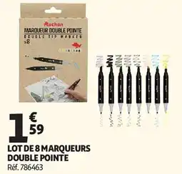 Auchan Lot de 8 marqueurs double pointe aanbieding