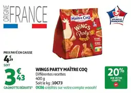 Auchan Wings party maître coq aanbieding