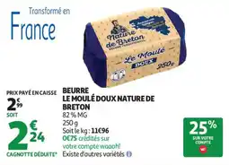 Auchan beurre le moulé doux nature de breton aanbieding