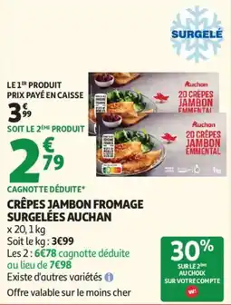 Auchan Crêpes jambon fromage surgelées Auchan aanbieding