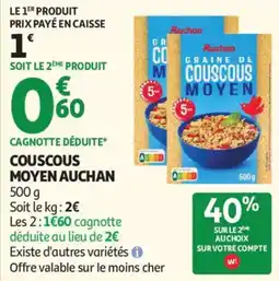 Auchan Couscous moyen Auchan aanbieding