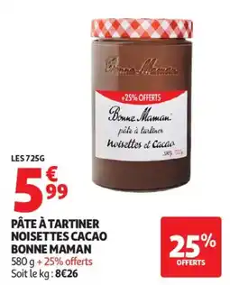 Auchan Pâte à tartiner noisettes cacao bonne maman aanbieding