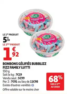 Auchan Bonbons géliés bubblizz fizz family lutti aanbieding