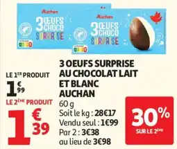 Auchan 3 oeufs surprise au chocolat lait et blanc auchan aanbieding