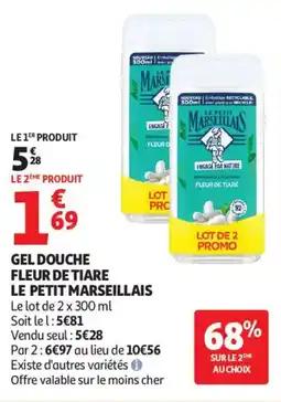 Auchan gel douche fleur de tiare le petit marseillais aanbieding