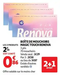 Auchan Boîte de mouchoirs magic touch renova aanbieding