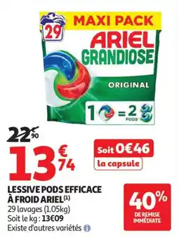 Auchan Lessive pods efficace à froid ariel aanbieding