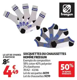 Auchan Socquettes ou chaussettes homme freegun aanbieding