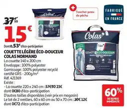 Auchan Couette légère éco-douceur colas normand aanbieding
