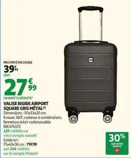 Auchan Valise rigide airport square gris métal aanbieding