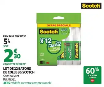 Auchan lot de 12 batons de colle 8g scotch aanbieding