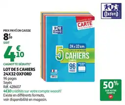 Auchan lot de 5 cahiers oxford aanbieding