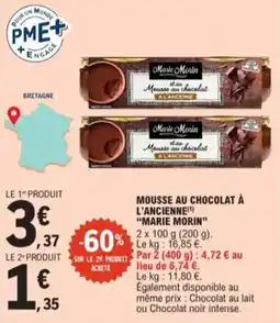 E.Leclerc Mousse au chocolat à l'ancienne marie morin aanbieding