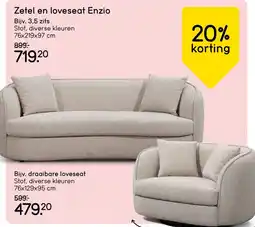 Leen Bakker Zetel en loveseat Enzio aanbieding