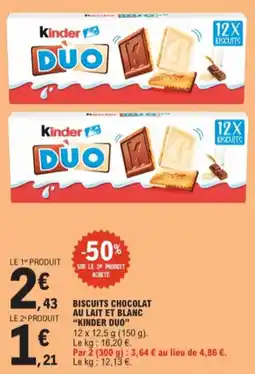 E.Leclerc Biscuits chocolat au lait et blanc "Kinder Duo" aanbieding