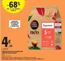 E.Leclerc Dosettes de café ou sachet neo Nescafé Dolce Gusto aanbieding