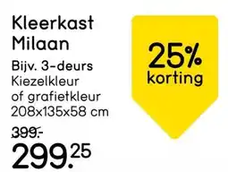 Leen Bakker Kleerkast Milaan aanbieding